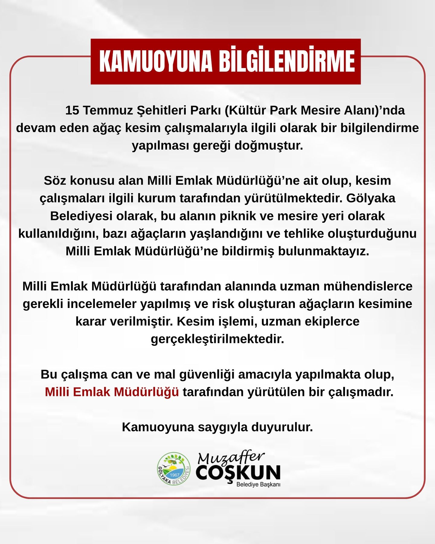 Kamuoyuna Bilgilendirme